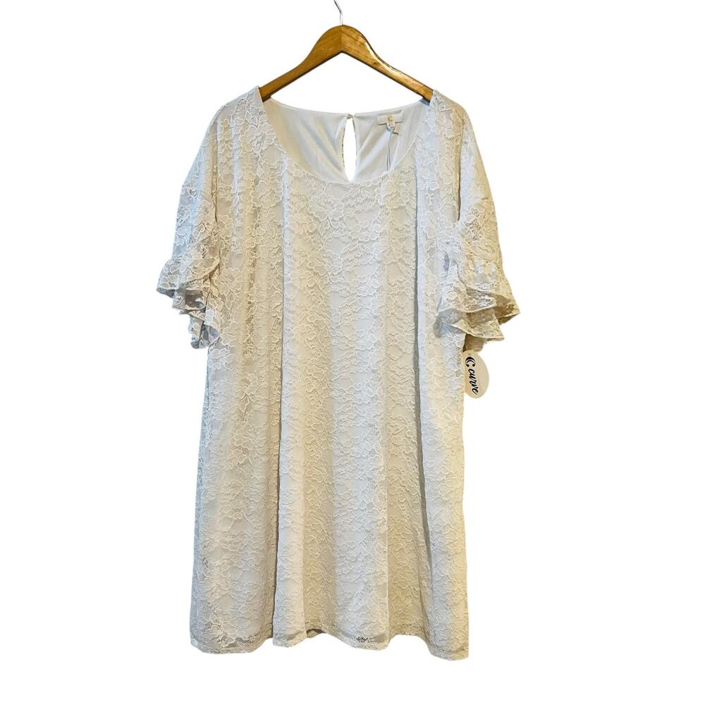 C Ivory Lace Short Sleeve Dress Size 3X NWT